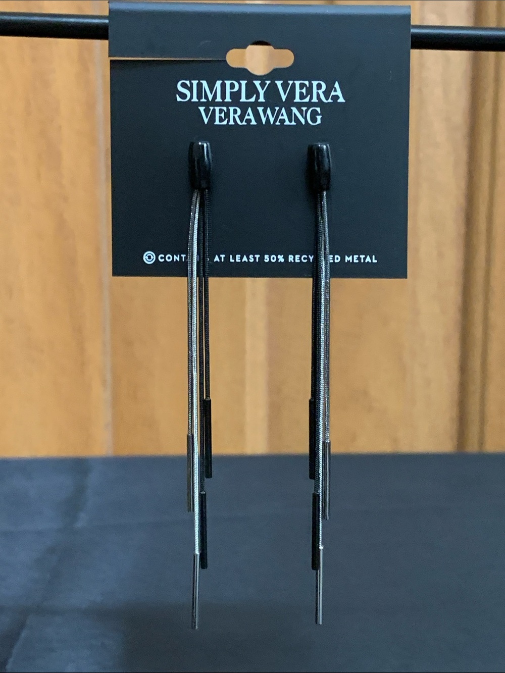NWT Simply Vera Vera Wang silver tone and black earrings